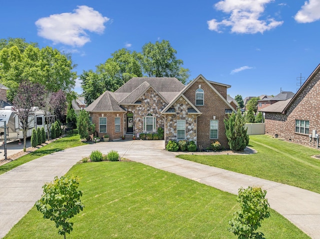 view of front facade featuring a front lawn