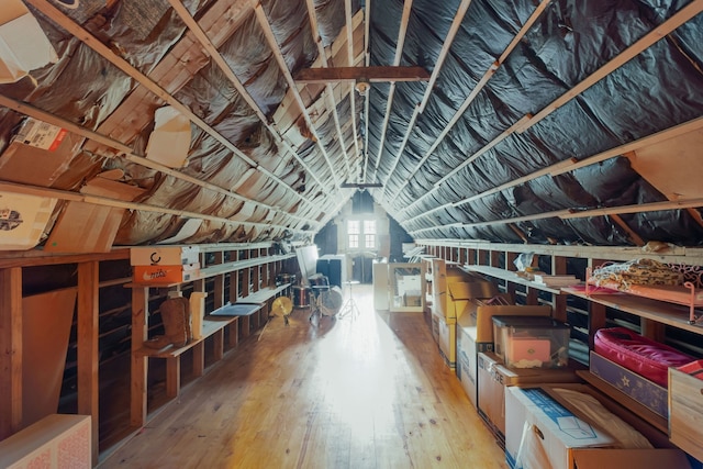 view of unfinished attic