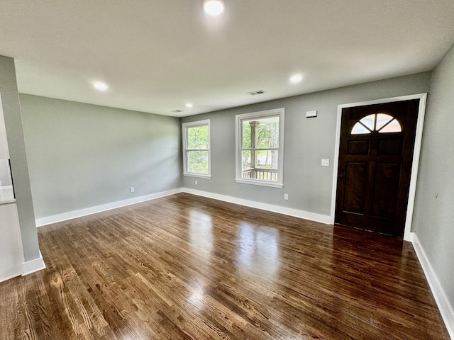 entrance foyer with dark wood-type flooring