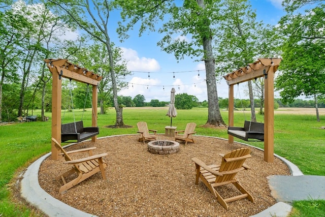 exterior space with an outdoor fire pit