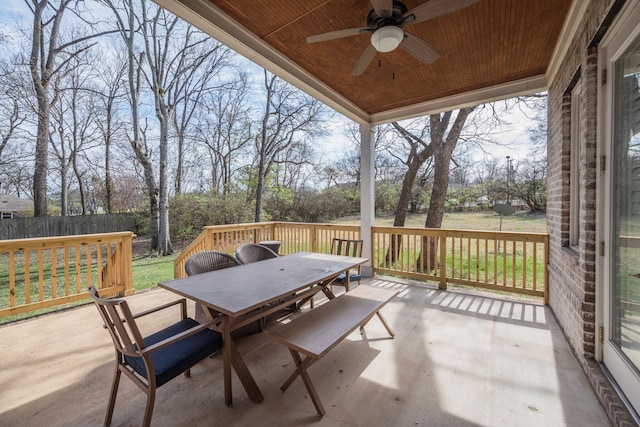 view of patio / terrace featuring ceiling fan