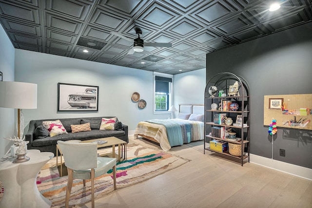 bedroom featuring light wood-type flooring