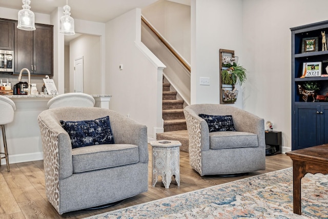 living room featuring light hardwood / wood-style flooring