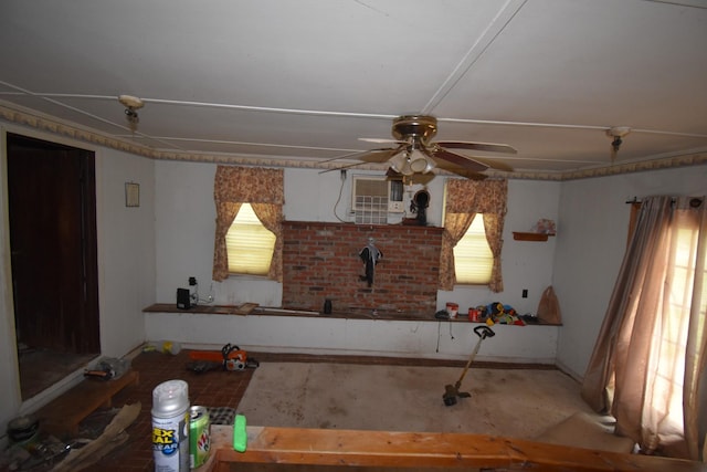 kitchen featuring ceiling fan