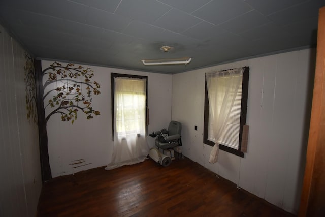 spare room featuring dark hardwood / wood-style flooring