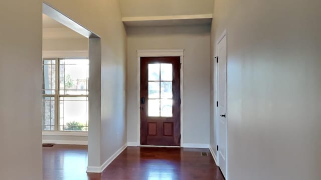 entrance foyer featuring dark wood-type flooring