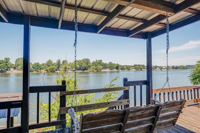 view of dock featuring a water view