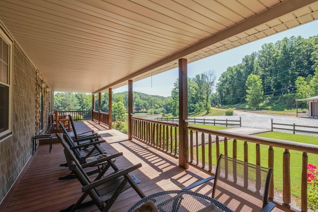 deck featuring covered porch