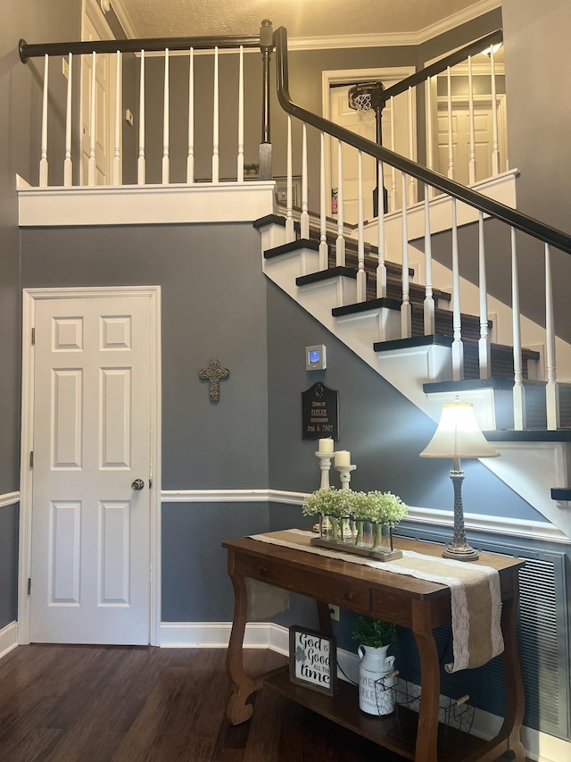 stairs with wood-type flooring