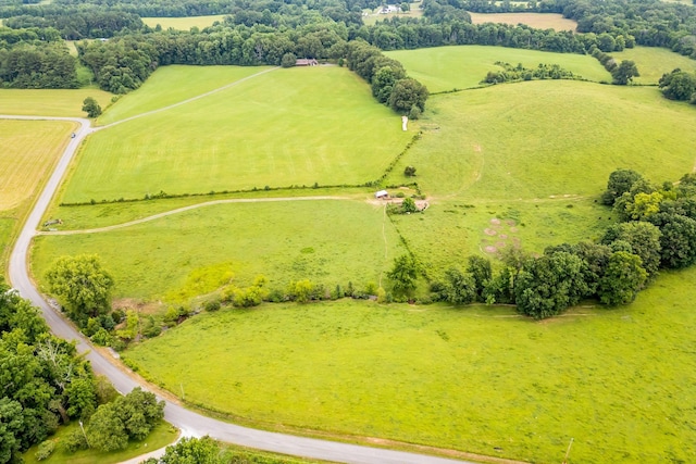 birds eye view of property featuring a rural view