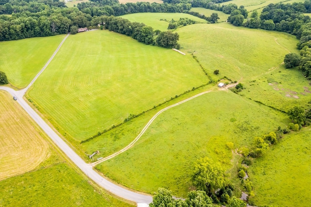 birds eye view of property with a rural view