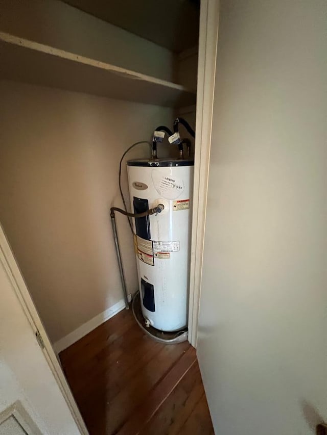 utility room with electric water heater