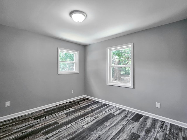 empty room featuring dark hardwood / wood-style flooring and a wealth of natural light