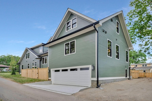 view of home's exterior with a garage