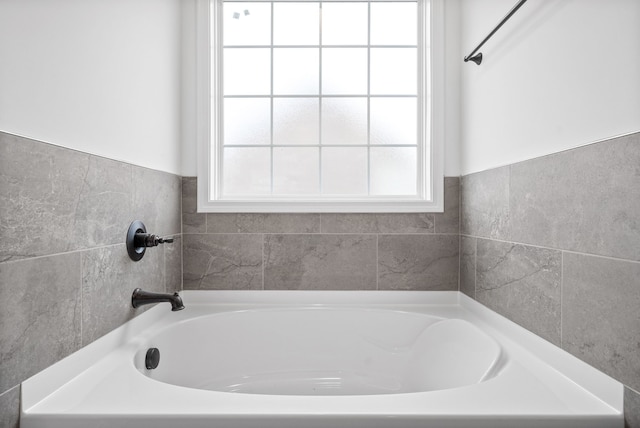 bathroom with a bathing tub and a healthy amount of sunlight