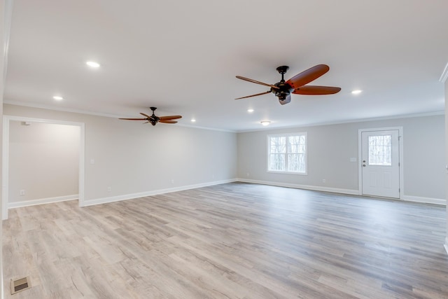 124 Lookout Ln, Pulaski, TN 38478 - empty room featuring recessed lighting, crown molding, light wood-style flooring, and baseboards
