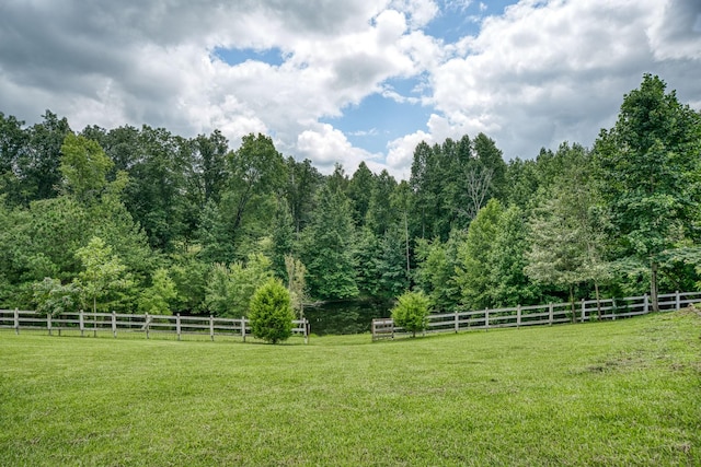 view of yard with a rural view