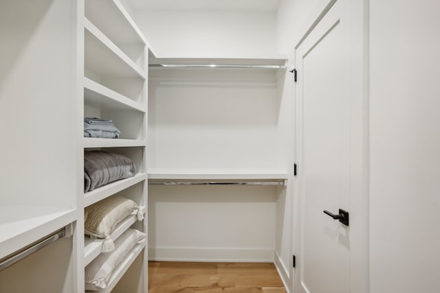 spacious closet with light hardwood / wood-style flooring