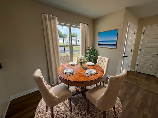 dining room with dark wood-type flooring