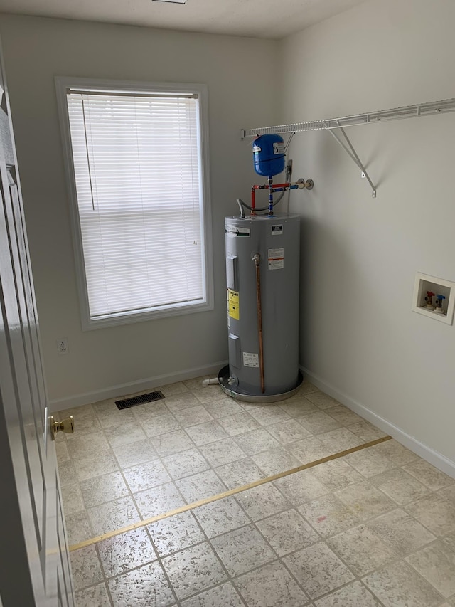 utility room with water heater