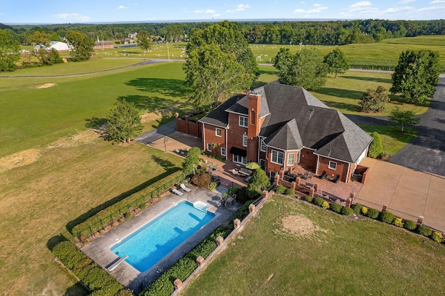 aerial view with a rural view