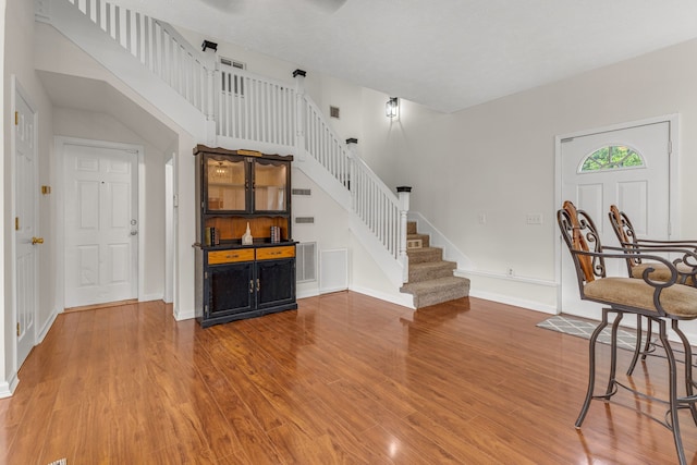 living room with hardwood / wood-style floors