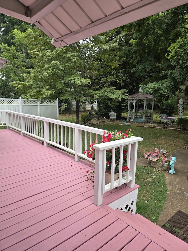 wooden terrace with a gazebo