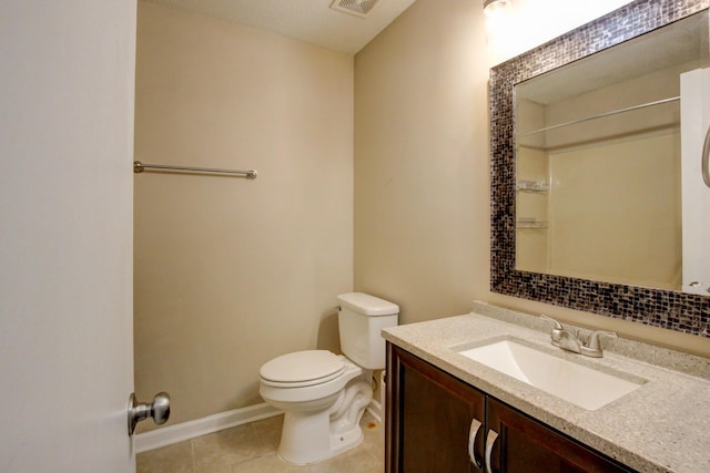 bathroom featuring tile patterned flooring, vanity, and toilet