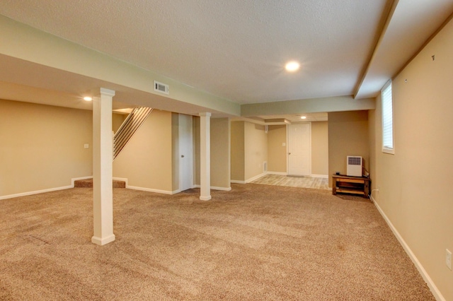 basement with carpet floors