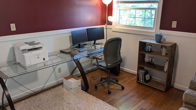 home office featuring wood-type flooring