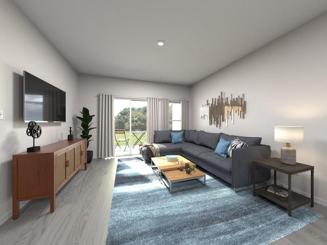 living room featuring light wood-type flooring