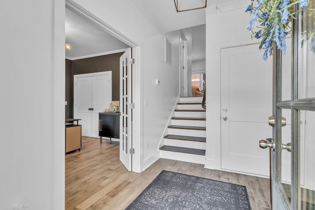 foyer entrance with wood-type flooring