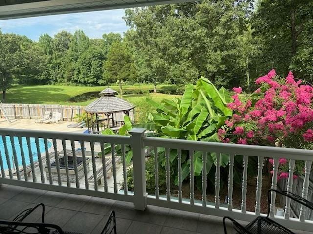 balcony featuring a patio area