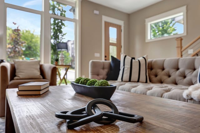 living room featuring plenty of natural light