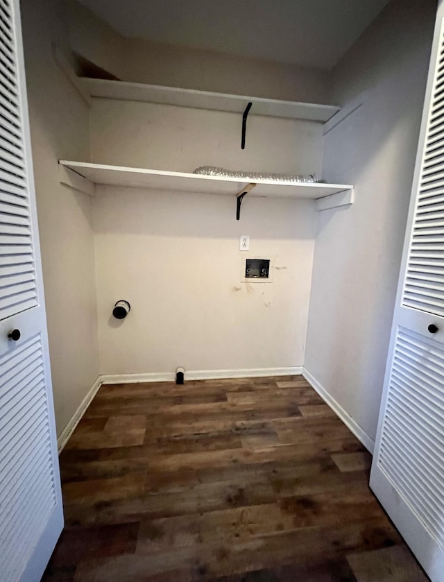 washroom with washer hookup, dark hardwood / wood-style floors, and hookup for an electric dryer