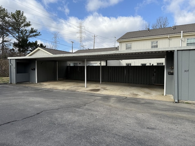 garage with a carport