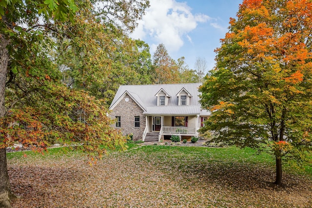 cape cod house with covered porch