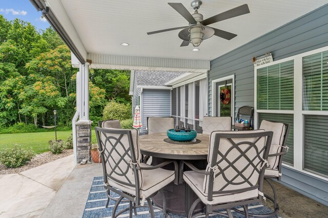 view of patio / terrace featuring ceiling fan