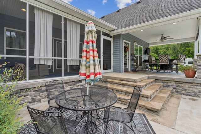 view of patio with ceiling fan