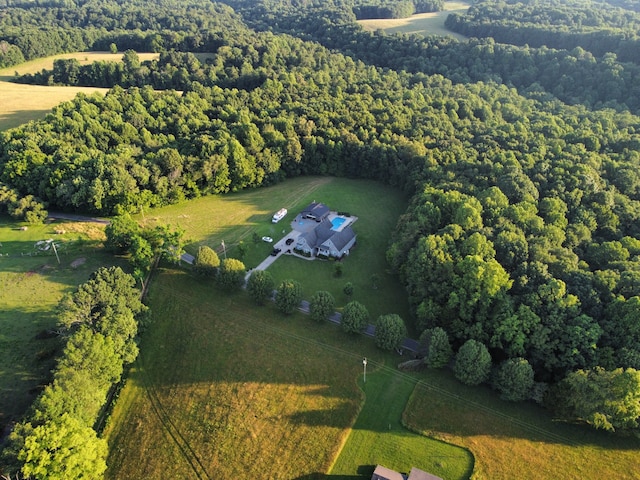 aerial view with a rural view