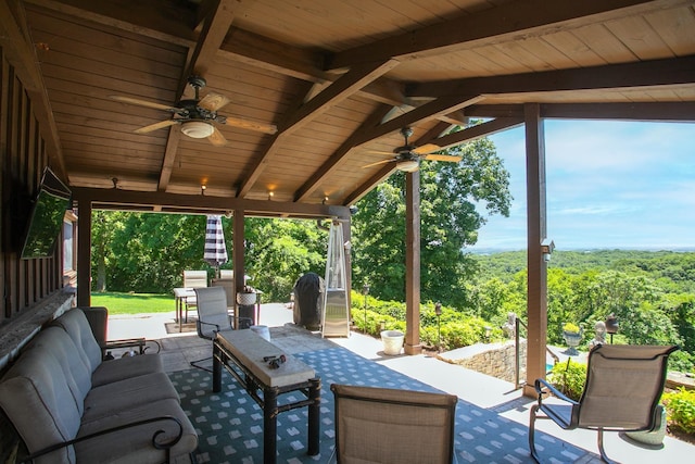 view of patio / terrace featuring outdoor lounge area and ceiling fan