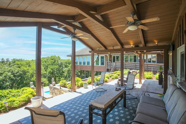 view of patio with ceiling fan