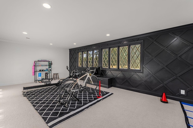 game room featuring carpet flooring