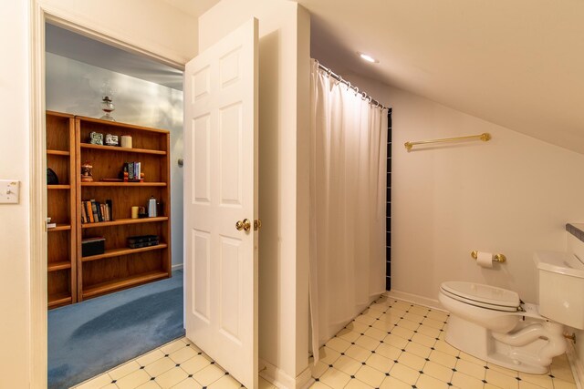 160 Sinking Creek Rd, Petersburg, TN 37144 - full bath with tile patterned floors, toilet, a shower with shower curtain, and baseboards