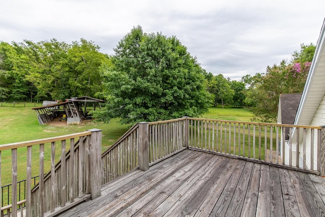 deck featuring a lawn