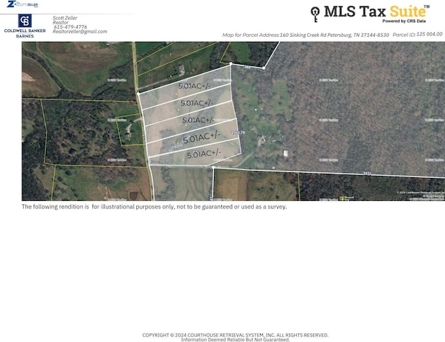 160 Sinking Creek Rd, Petersburg, TN 37144 - aerial view of property's location featuring property boundaries highlighted