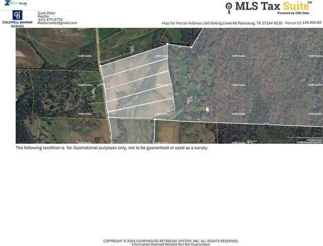 160 Sinking Creek Rd, Petersburg, TN 37144 - aerial view of property's location with property parcel outlined