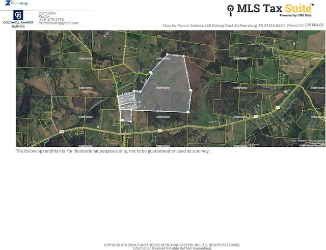 160 Sinking Creek Rd, Petersburg, TN 37144 - map of property location with property parcel outlined