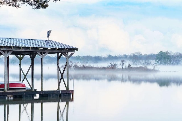 dock area featuring a water view