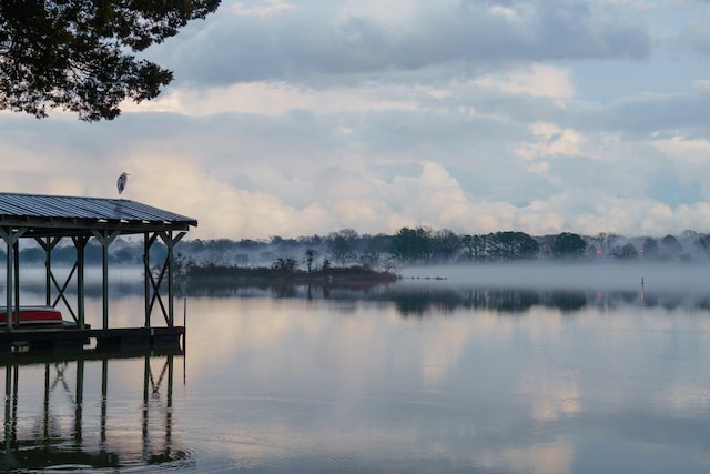 view of dock featuring a water view